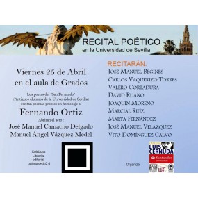 Jóvenes poetas homenajearán a Fernando Ortiz en la Universidad de Sevilla