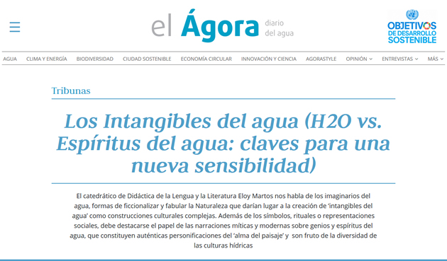 Publicado artículo de Eloy Martos sobre Cultura del Agua en el Diario Agora