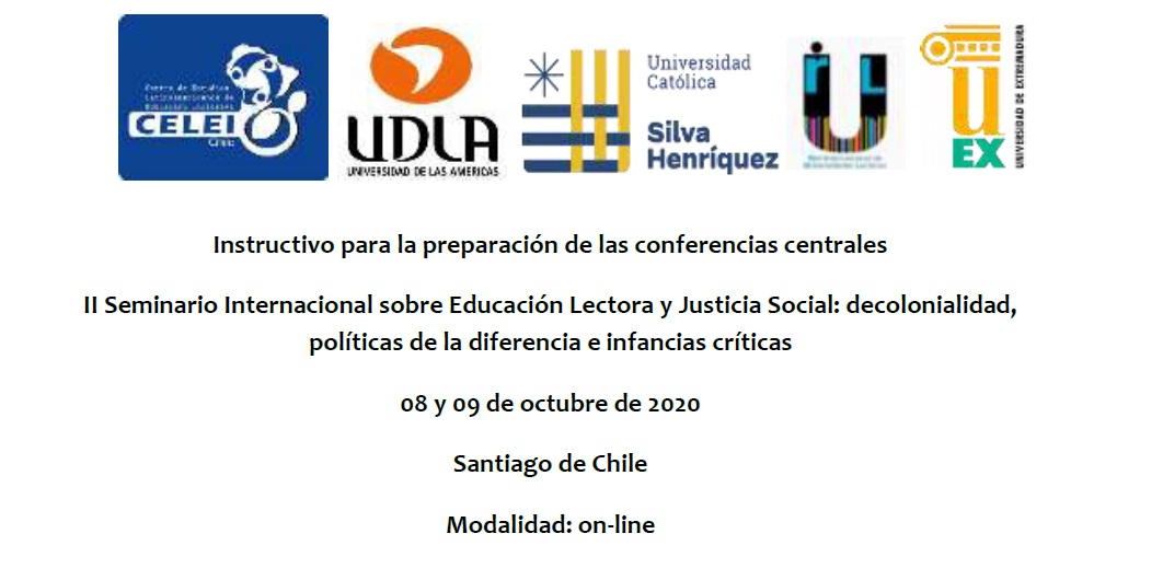 Convocatoria del II Seminario Internacional de Educación Lectora y Justicia Social, Santiago de Chile, 8 y 9 de Octubre de 2020