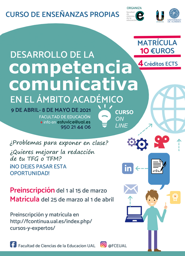 Curso de desarrollo de la competencia comunicativa en el ámbito académico. Organizado por la Universidad de Almería y patrocinado por RIUL