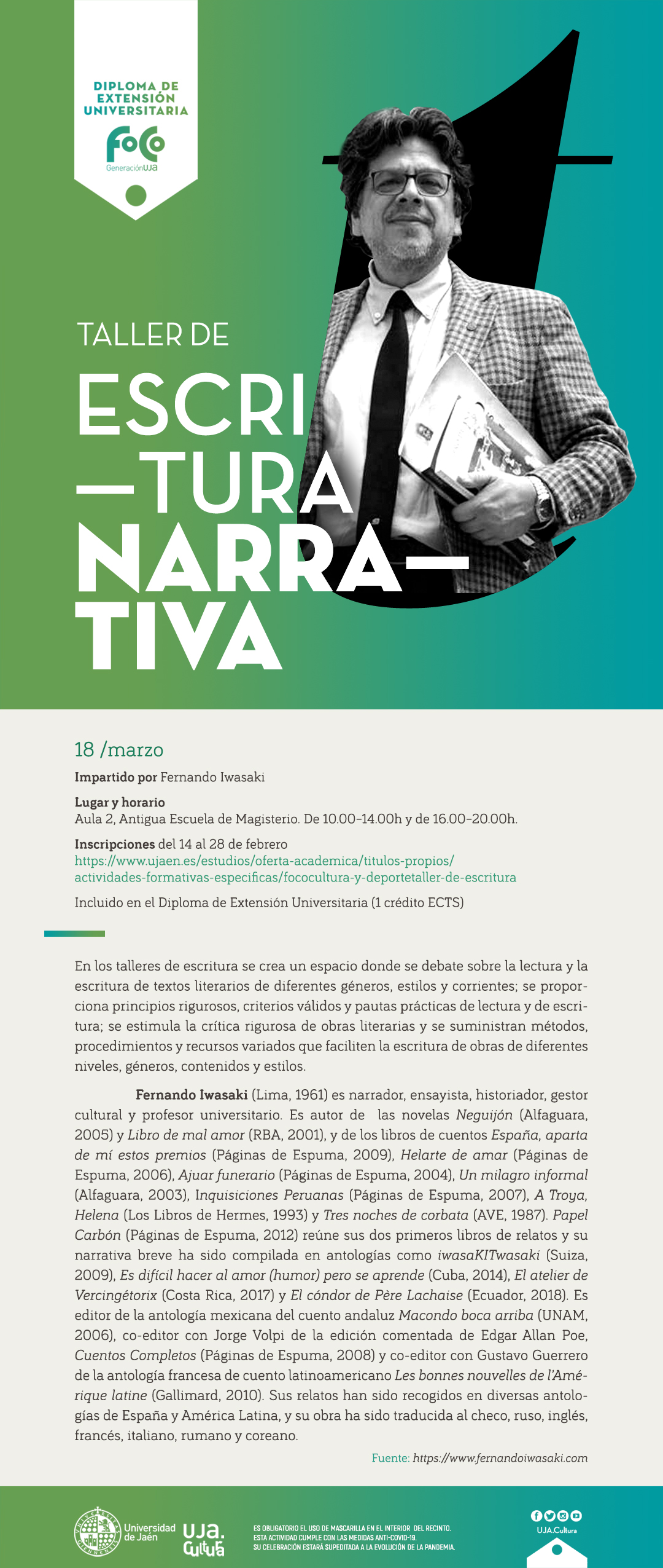 Taller de escritura narrativa, impartido por Fernando Iwasaki
