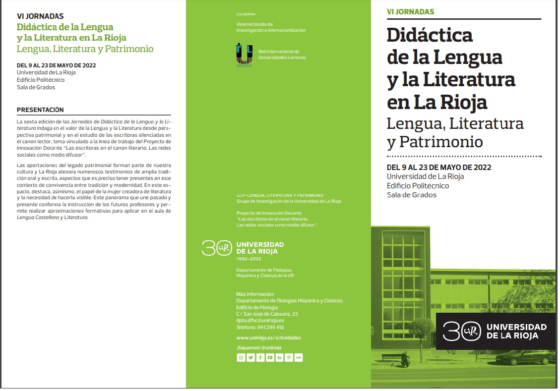 VI JORNADAS Didáctica de la Lengua y la Literatura en La Rioja. Lengua, Literatura y Patrimonio