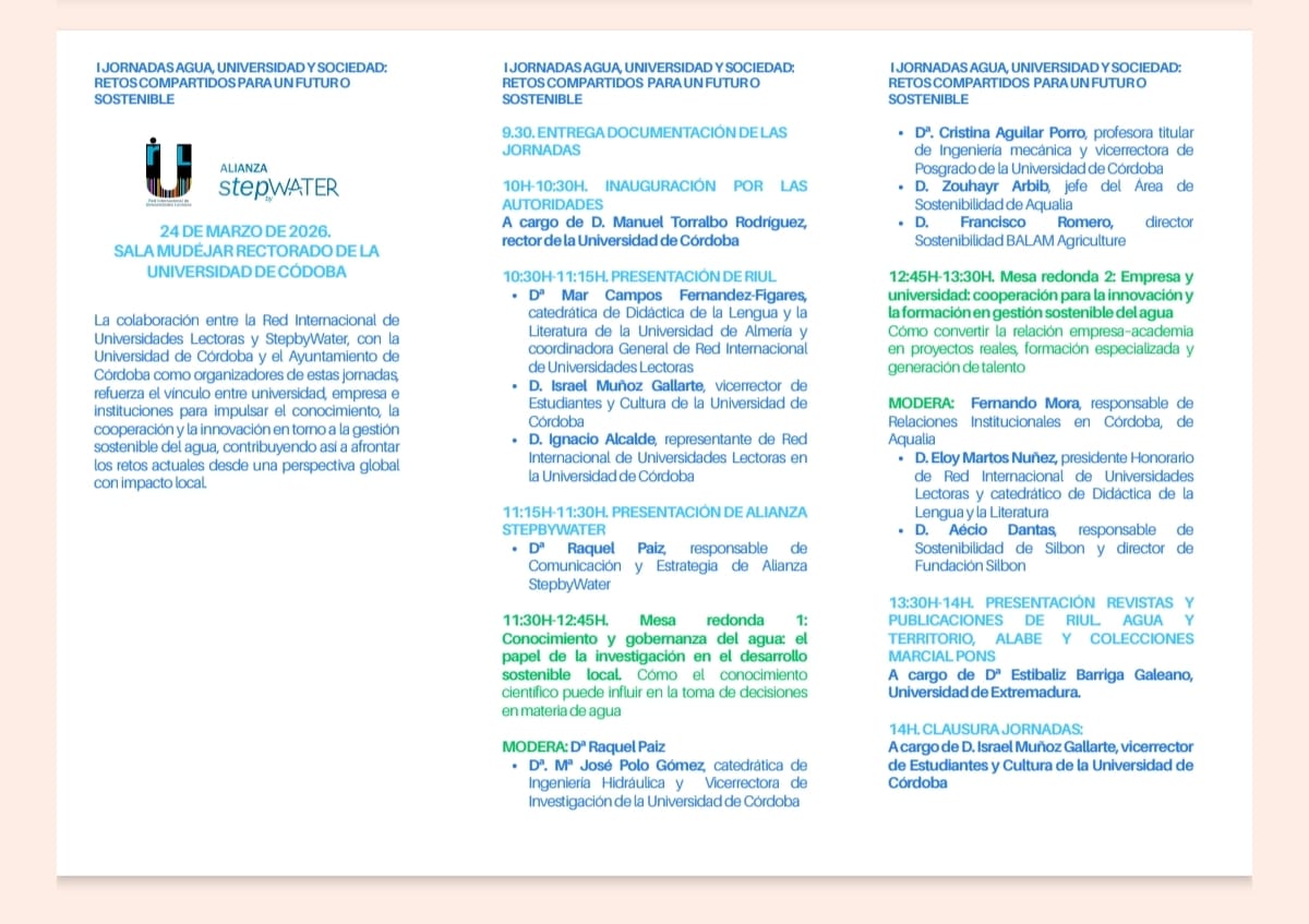 I Jornadas Agua, Universidad y Sociedad: Retos compartidos para un futuro sostenible
