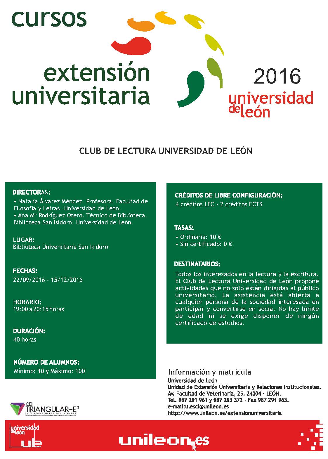 Volarán las hojas: otoño lector en el Club de lectura de la Universidad de León